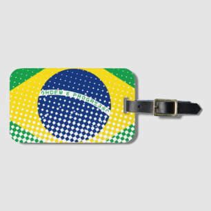 Etiqueta De Bagagem Bandeira Do Brasil Com Efeito De Meia-Tonalidade