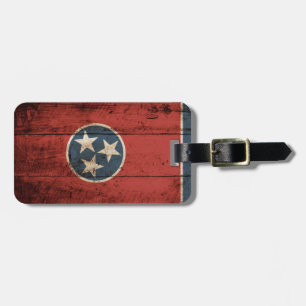 Etiqueta De Bagagem Bandeira do estado de Tennessee na grão de madeir
