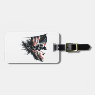 Etiqueta De Bagagem Bandeira dos Estados Unidos. Bombeiro