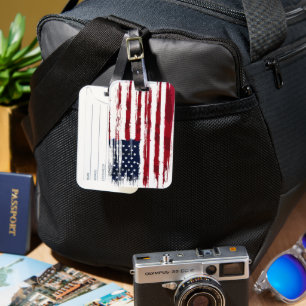Etiqueta De Bagagem Bandeira dos EUA Patriótica Americana Vermelha Bra
