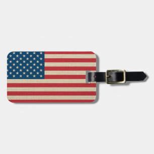 Etiqueta De Bagagem bandeira faux burlap dos EUA