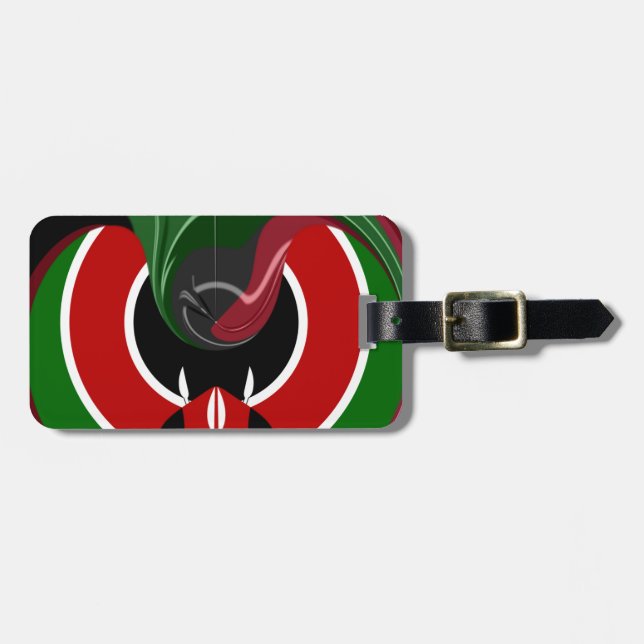 Etiqueta De Bagagem Bandeira Fluid Kenyan (Frente Horizontal)