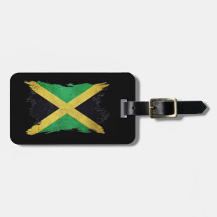 Etiqueta De Bagagem Bandeira Grunge Jamaica, derrame de pincel, bandei