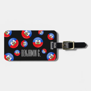 Etiqueta De Bagagem Bandeira haitiana redonda lustrosa
