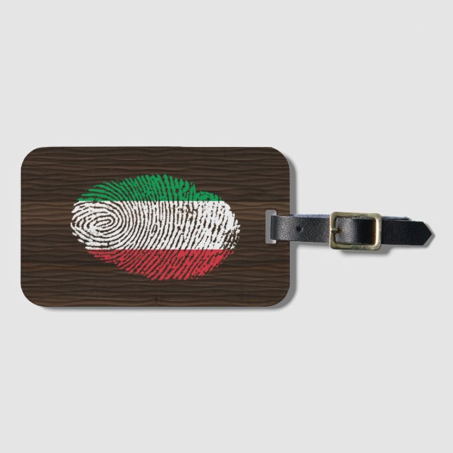 Etiqueta De Bagagem Bandeira italiana da impressão digital do toque (Frente Horizontal)