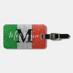 Etiqueta De Bagagem Bandeira italiana Glitter Roma Veneza Itália Viag