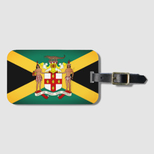 Etiqueta De Bagagem Bandeira jamaicana/ Casaco de armas