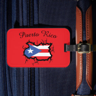 Etiqueta De Bagagem Bandeira Nacional Mínima do Mapa de Porto Rico