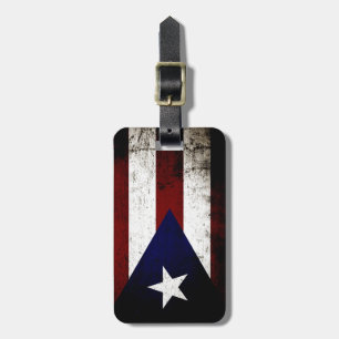 Etiqueta De Bagagem Bandeira preta de Puerto Rico do Grunge