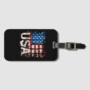 Etiqueta De Bagagem Bandeira Retro-Americana EUA 4 de julho
