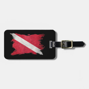 Etiqueta De Bagagem Bandeira Scuba, Traço de pincel, Mergulhador para 