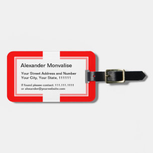 Etiqueta De Bagagem Bandeira suíça eu amo o vermelho e o branco da