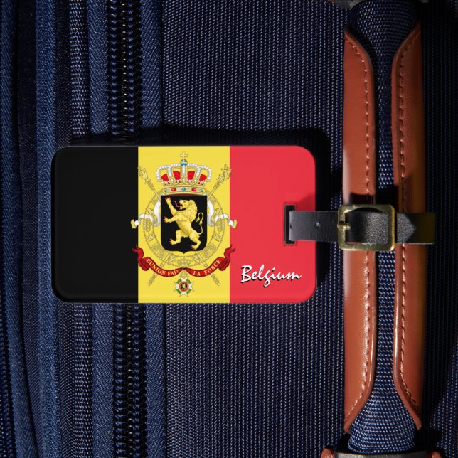 Etiqueta De Bagagem Bandeiras da Bélgica, Bandeira Belga patriótica (Frente Insitu 4)