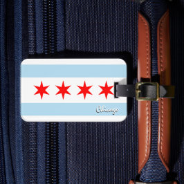 Etiqueta De Bagagem Bandeiras de Chicago, Bandeira de Chicago patrióti
