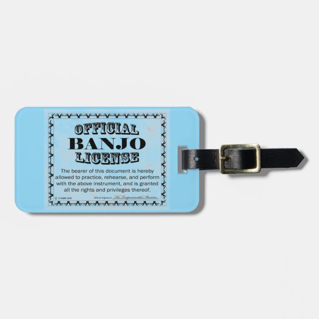 Etiqueta De Bagagem Banjo License (Frente Horizontal)
