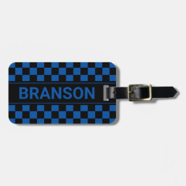 Etiqueta De Bagagem Bar H personalizado azul verificado