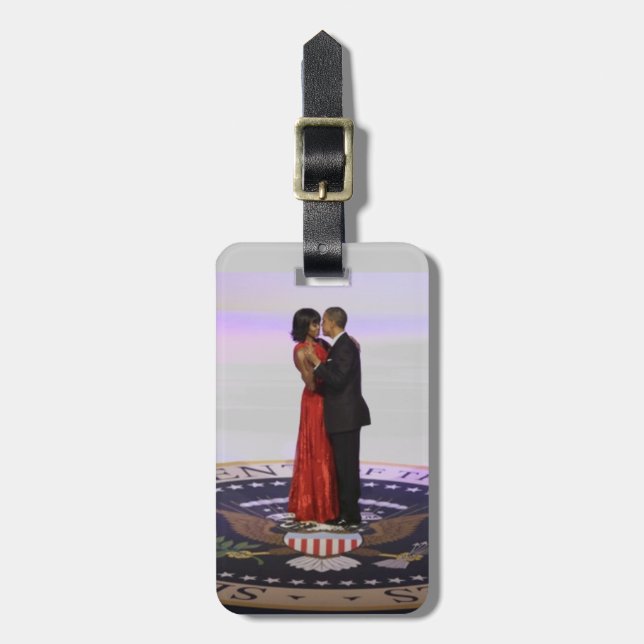 Etiqueta De Bagagem Barack e Michelle Obama (Frente Vertical)
