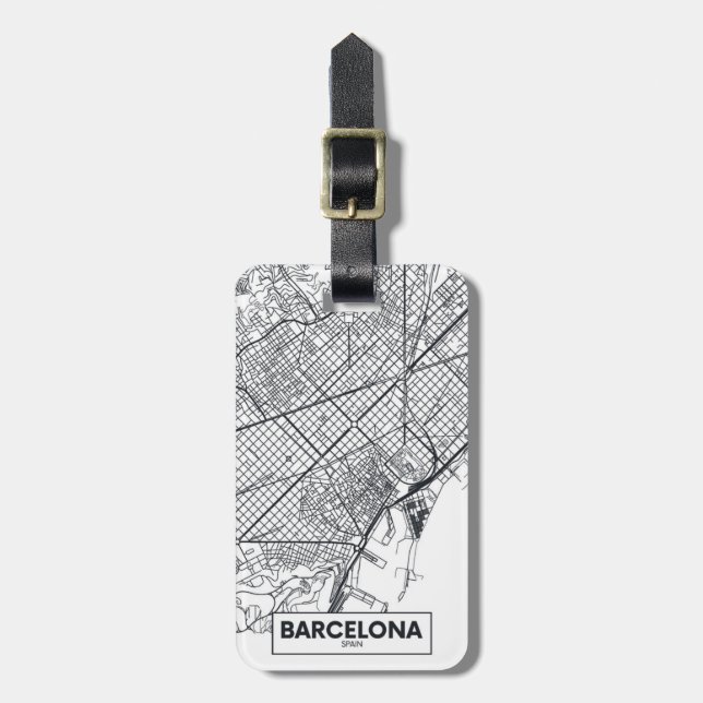 Etiqueta De Bagagem Barcelona, mapa da cidade da espanha | (Frente Vertical)