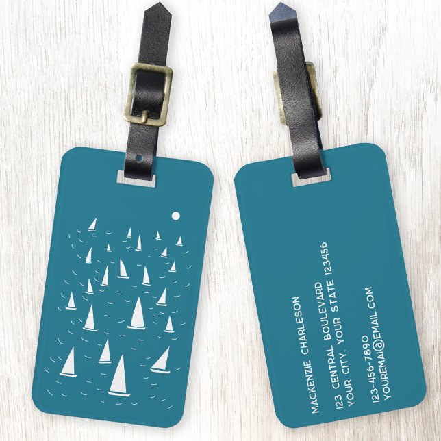 Etiqueta De Bagagem Barco à vela náutica (Sailing boat  personalized luggage tag)