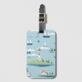 Etiqueta De Bagagem Barcos De Farol Marítimo Costeiro