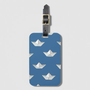 Etiqueta De Bagagem Barcos de Origami no teste padrão da água