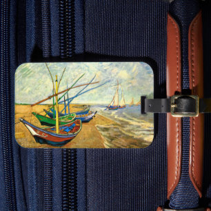Etiqueta De Bagagem Barcos de Pesca de Van Gogh na Praia em Saintes Ma