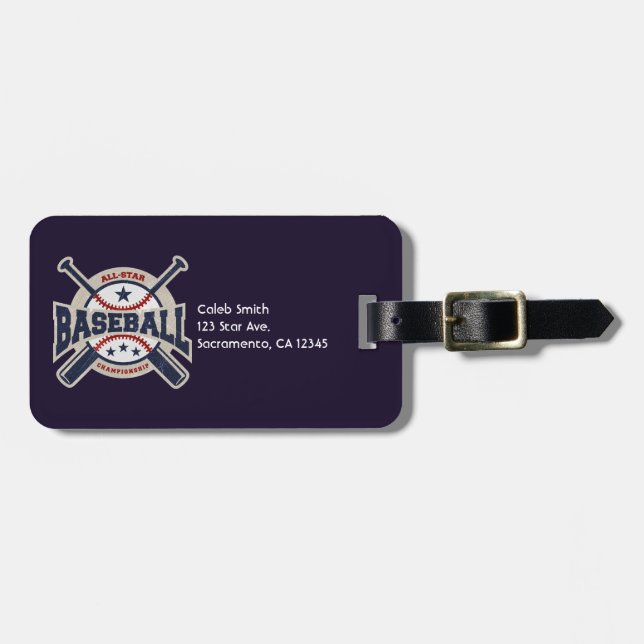 Etiqueta De Bagagem Baseball All Star Team Esporte (Frente Horizontal)