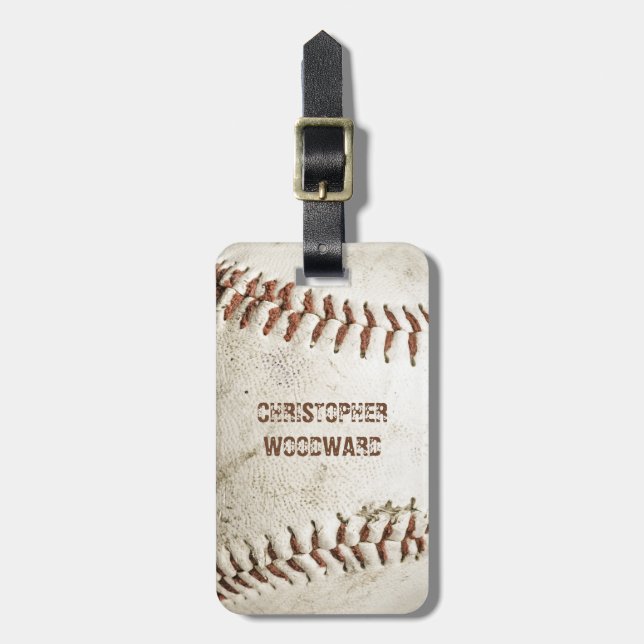 Etiqueta De Bagagem Baseball Antigo Personalizado (Frente Vertical)
