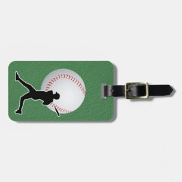 Etiqueta De Bagagem Baseball - Ball and Player silhouette Name Address