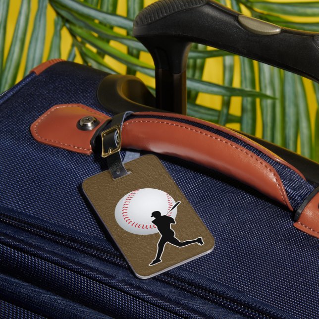 Etiqueta De Bagagem Baseball - Ball and Player silhouette Name Address (Frente Insitu 1)