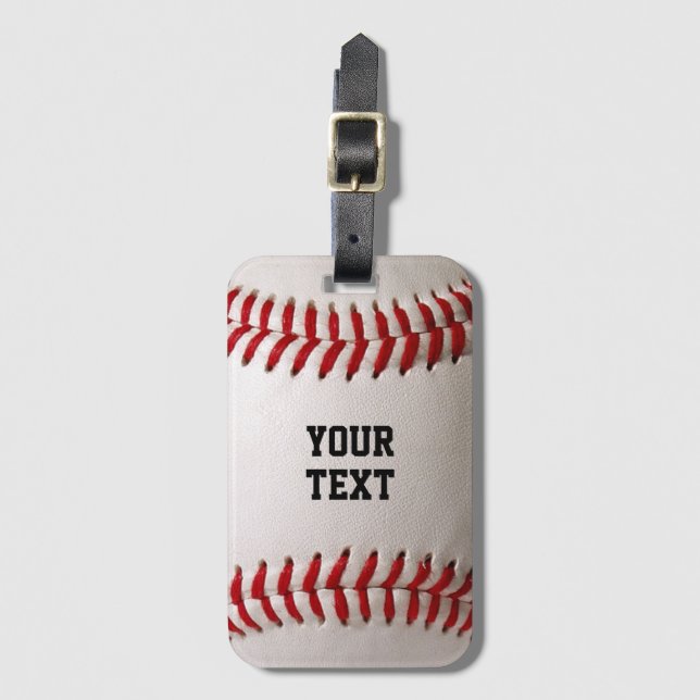 Etiqueta De Bagagem Baseball com texto personalizável (Frente Vertical)