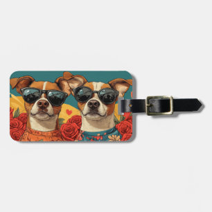 Etiqueta De Bagagem Basenji Com Rosas Do Coração Dia Dos Namorados