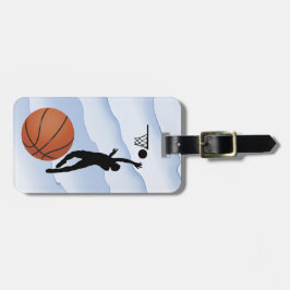 Etiqueta De Bagagem Basketball -- Silhouette of Player plus Ball