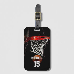Etiqueta De Bagagem Basquete adicione seu nome e número