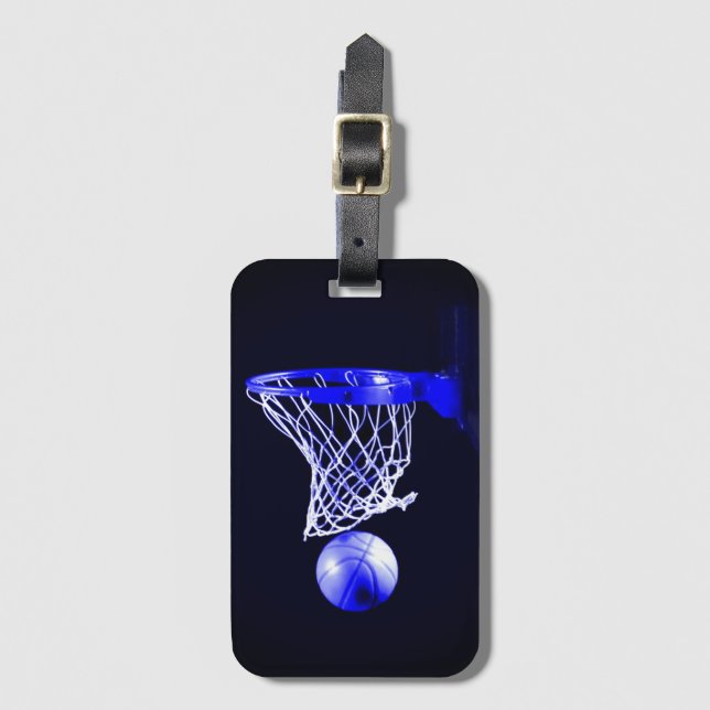 Etiqueta De Bagagem Basquete Azul (Frente Vertical)