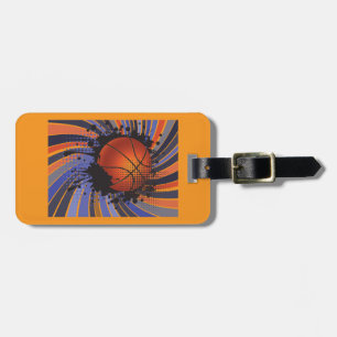 Etiqueta De Bagagem Basquete Grunge Retro Abstrato Esportes Urbanos