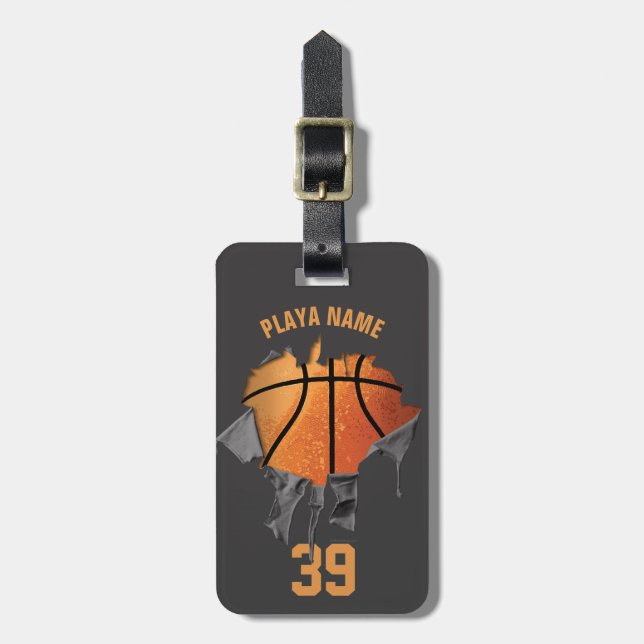 Etiqueta De Bagagem Basquete Torn (Personalizado) (Frente Vertical)