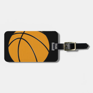 Etiqueta De Bagagem Basquetebol alaranjado com fundo preto
