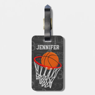 Etiqueta De Bagagem Basquetebol personalizado e aro do quadro