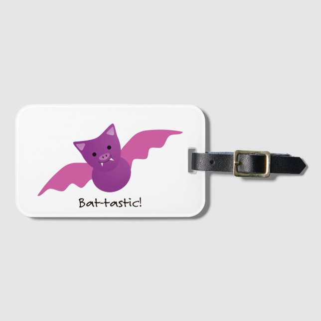 Etiqueta De Bagagem Bat Rosa Batástico Bonito (Frente Horizontal)