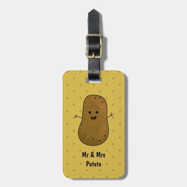Etiqueta De Bagagem Batata Marrom Feliz Personalizada (Frente Vertical)