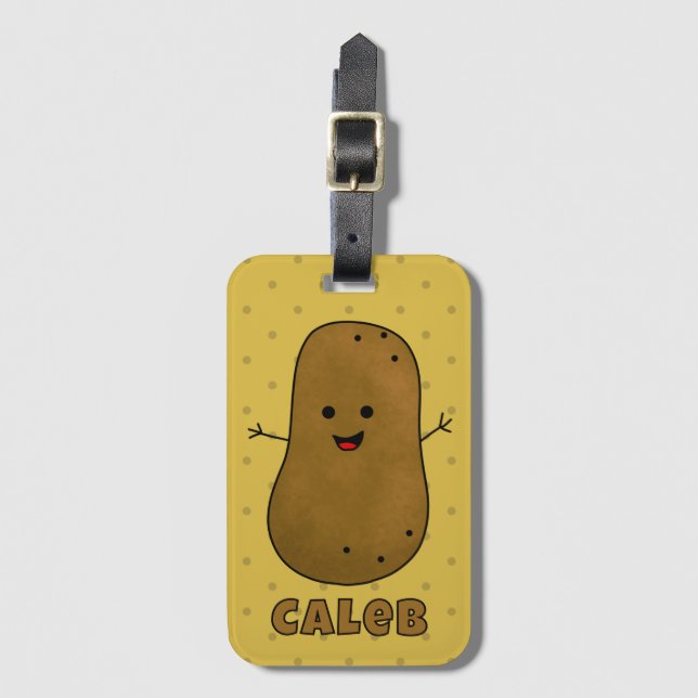 Etiqueta De Bagagem Batata Marrom Feliz Personalizada (Frente Vertical)