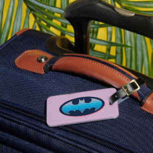 Etiqueta De Bagagem Batman Símbolo rosa e azul