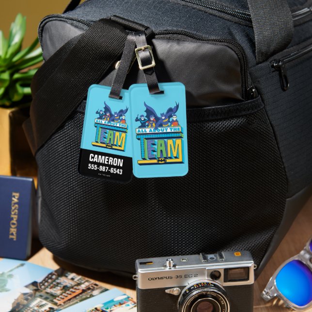 Etiqueta De Bagagem Batman | Toda A Equipe (Frente e verso)