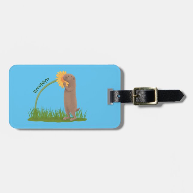 Etiqueta De Bagagem BD de cãozinho da pradaria (Frente Horizontal)