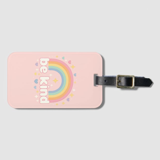 Etiqueta De Bagagem Be Kind – Rainbow Pastel Positivity (Frente Horizontal)