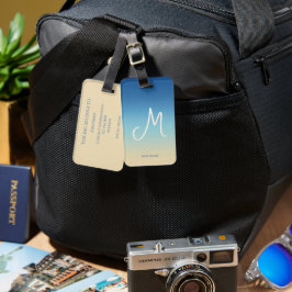 Etiqueta De Bagagem Beach Gradient Monogram Name 