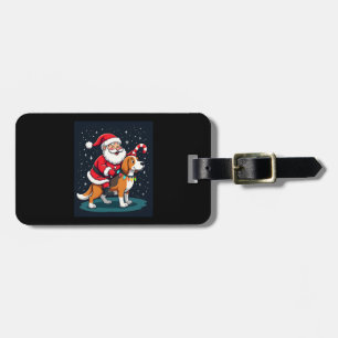 Etiqueta De Bagagem Beagle Xmas Lighting Papais noeis pilotando Beagle