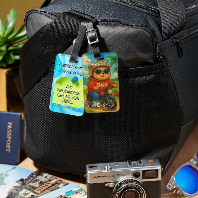 Etiqueta De Bagagem Bear 05 Kids  (Frente e verso)