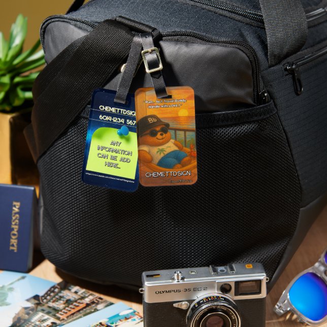 Etiqueta De Bagagem Bear 07 Kids (Frente e verso)